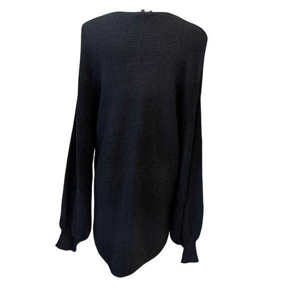 NWT 1.STATE REVOLVE Women's Black Ribbed V Neck Balloon Sleeve Sweater Size L - Picture 6 of 8